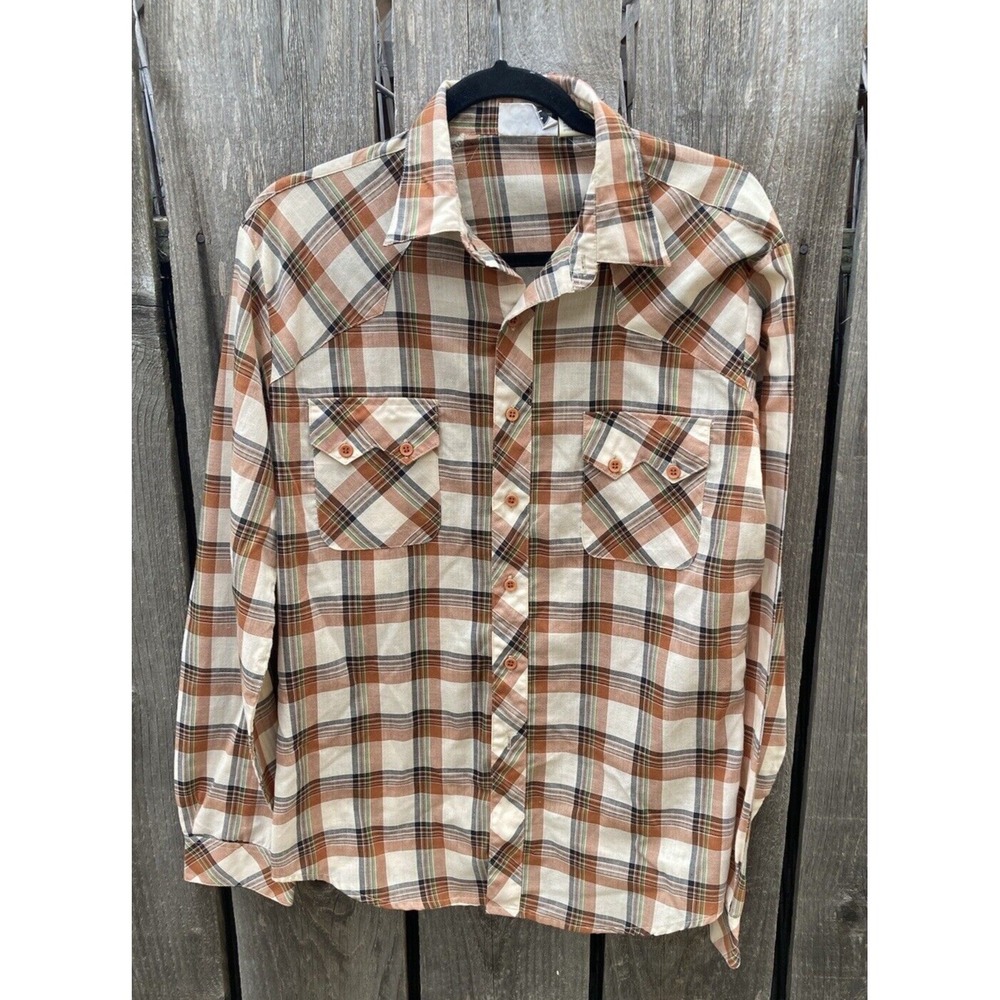 Men's VINTAGE Mad Man Flannel Multicolor Plaid L Cotton Taiwan Grunge 70s Rock